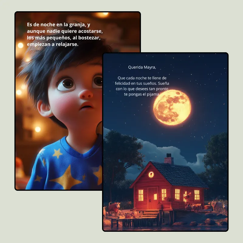 Ejemplo páginas cuento de buenas noches personalizado